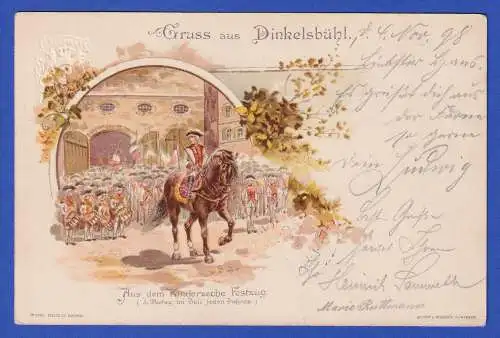 Bayern 1898 Privatganzsache Gruß aus Dinkelsbühl Festzug gelaufen nach Nürnberg