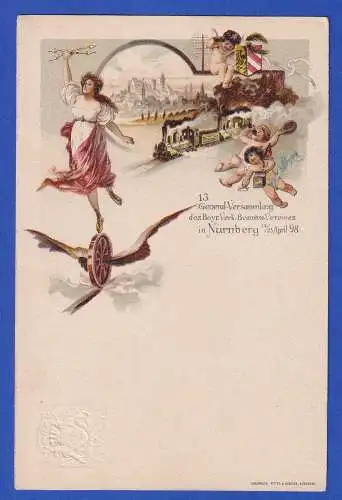 Bayern 1898 Privatganzsache Verkehrsbeamtenverein 13. Versammlung Nürnberg ugbr.