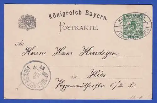 Bayern 1897 Privatganzsache XII. Bundesschießen Nürnberg gel. innerorts