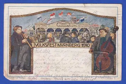 Bayern 1910 Volksfest Nürnberg Musikanten gelaufen nach Regensburg 