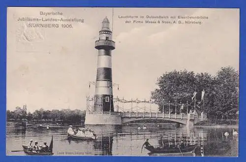 Bayern 1906 Privatganzsache Nürnberg Leuchtturm im Dutzendteich gel. nach Dorfen