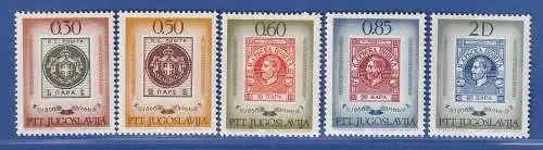 Jugoslawien 1966 100 Jahre Serbische Briefmarken  Mi.-Nr.1173-1177 **/ MNH