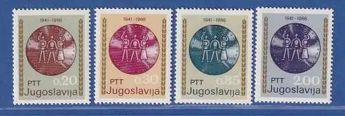 Jugoslawien 1966 25.Jahre Aufstand g.d. Besetzung Mi.-Nr.1179-1182 **/ MNH