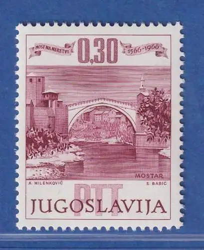 Jugoslawien 1966 400 Jahre Alte Brücke in Mostar Mi.-Nr. 1185 **/ MNH