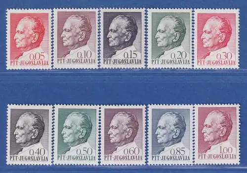 Jugoslawien 1967 75. Geburtstag von Präsident Tito Mi.-Nr. 1206-1215 **/ MNH