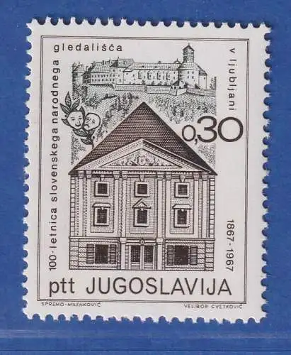 Jugoslawien 1967 100 Jahre Slow. Nationaltheater Ljubljana  Mi.-Nr.1249 **/ MNH