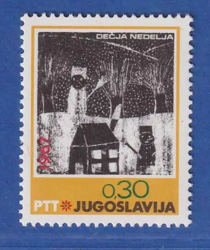 Jugoslawien 1967 Woche des Kindes Zeichnung Winterlandschaft Mi.-Nr.1250 **/ MNH