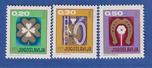 Jugoslawien 1967 Neujahr Glückssymbole Mi.-Nr.1254-1256 **/ MNH