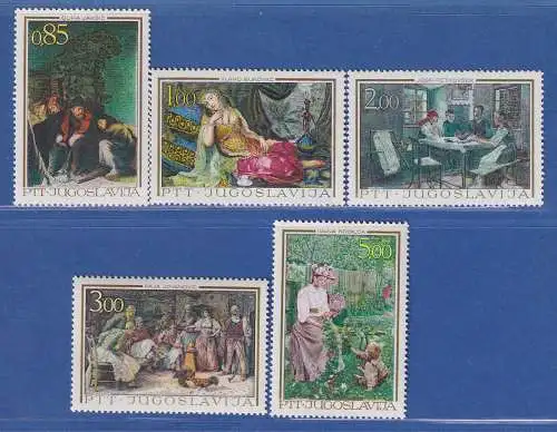 Jugoslawien 1967 Kunst  Gemälde des 19. Jahrhunderts Mi.-Nr.1257-1261 **/ MNH