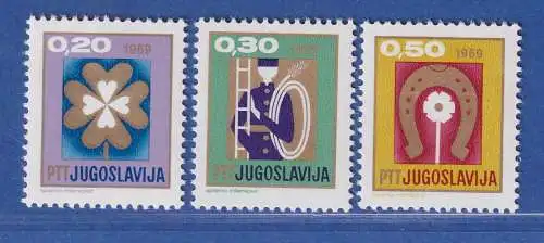 Jugoslawien 1968 Neujahr Glückssymbole Mi.-Nr.1313-1315 **/ MNH