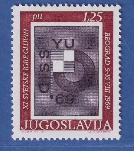 Jugoslawien 1969 11.Gehörlosen-Olympiade, Belgrad  Mi.-Nr.1342 **/ MNH