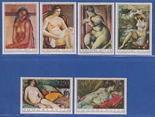 Jugoslawien 1969 Kunst: Akt-Gemälde  Mi.-Nr.1352-1357 **/ MNH