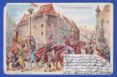 Bayern 1900 Privatganzsache Fleischertag Nürnberg Schönbartlaufen gel. nach Wien