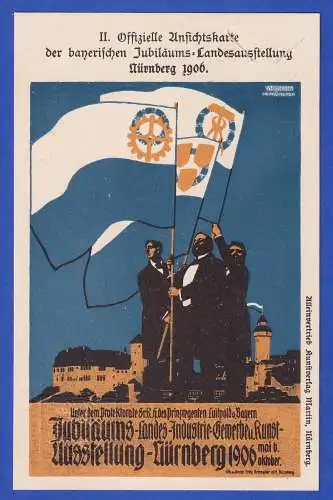 Bayern 1906 Privatganzsache Landesausstellung Nürnberg Fahnenträger ungb.