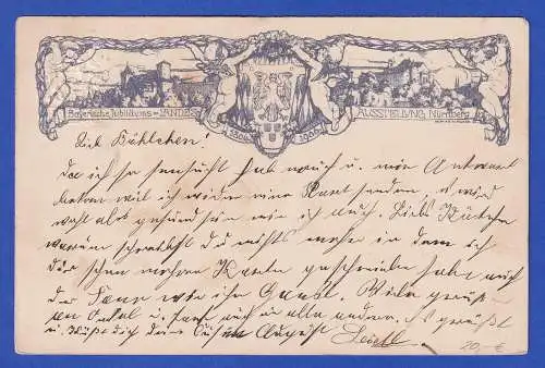 Bayern 1906 Privatganzsache Jubiläums-Landesausstellung Nürnberg gel. n. München