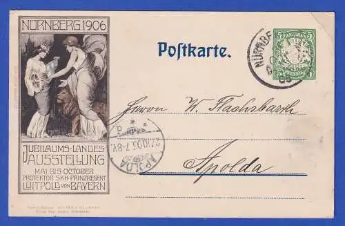 Bayern 1906 Privatganzsache Jahrhundertfeier Landesausstellung gel. n. Apolda