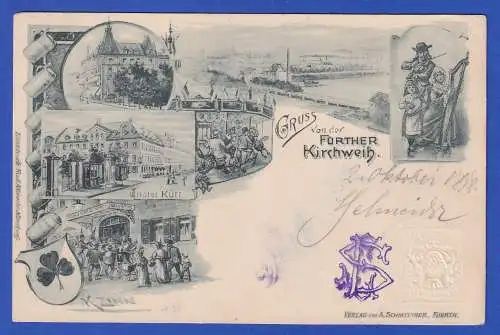 Bayern 1898 Privatganzsache Kirchweih Fürth (Färdder Kärwa) gel. nach Nürnberg