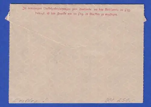 Bayern 1892 Privatganzsache Kartenbrief Ersttags-Beleg vom 1. Dezember 1892