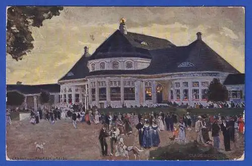 Bayern 1908 Privatganzsache Ausstellung München Restaurant gel. nach Altenburg