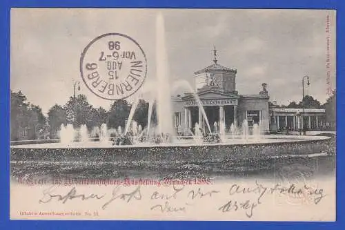 Bayern 1898 Privatganzsache Maschinenausstellung München gel. nach Nürnberg