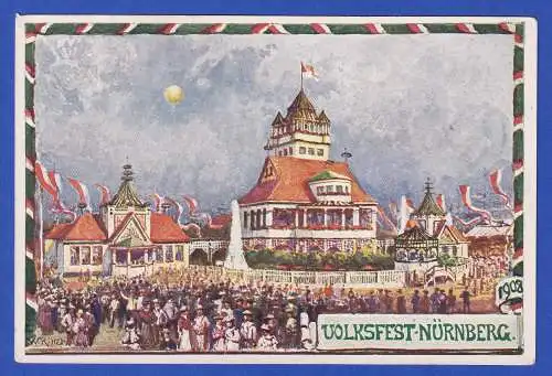 Bayern 1898 Privatganzsache Volksfest Nürnberg gelaufen nach Rottenburg