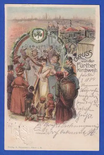 Bayern 1904 Privatganzsache Kirchweih Fürth (Färdder Kärwa) gel. nach Cadolzburg