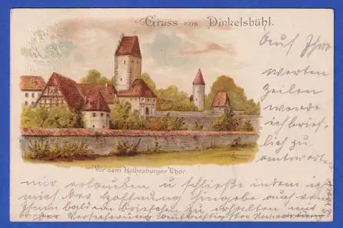 Bayern 1898 Privatganzsache Dinkelsbühl Rothenburger Tor gel. nach Nürnberg