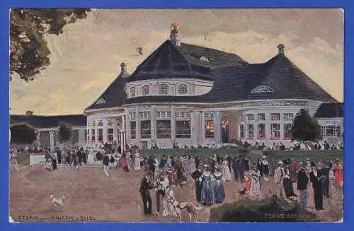 Bayern 1908 Privatganzsache Ausstellung München Restaurant gel. nach Obernzell