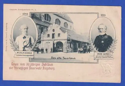 Bayern 1899 Privatganzsache Feuerwehrjubiläum Augsburg ungebraucht