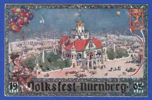 Bayern 1905 Privatganzsache Volksfest Nürnberg gelaufen nach Lustenau/Vorarlberg