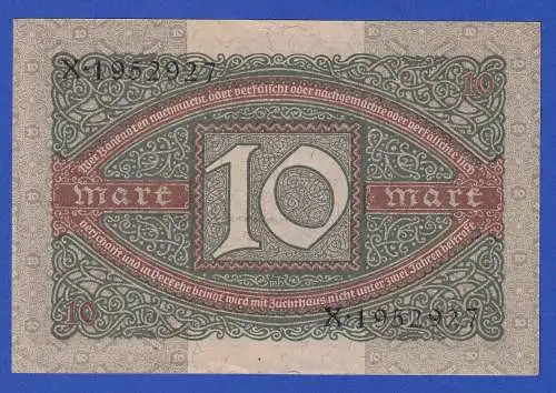 Dt. Reich Reichbanknote 10 Mark, Ausgabe 1920 kassenfrisch/unzirkuliert