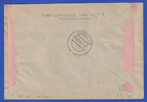 All. Besetzg. 1946 schöne portoger. 136Pfg-MiF auf Orts-R-Brief mit Rückschein