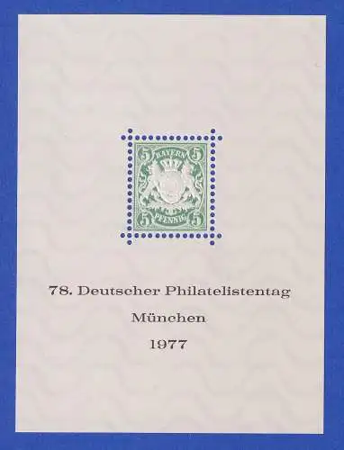 Bund Dt. Philatelistentag 1977 Vignette mit Bayern Mi.-Nr. 38 im Neudruck **