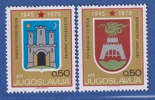 Jugoslawien 1970 25. Jahrestag der Befreiung von Zagreb Mi.-Nr.1381-1382 **/ MNH