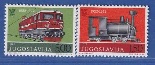 Jugoslawien 1972  50 Jahre Internat. Eisenbahnverband Mi.-Nr.1469-1470  **/ MNH