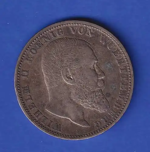 Württemberg Silbermünze 5 Mark König Wilhelm II. 1904 F ss