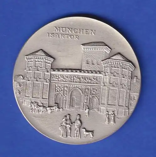 Silbermedaille München Isartor und altes Stadtsiegel  24g/Ag900 vz