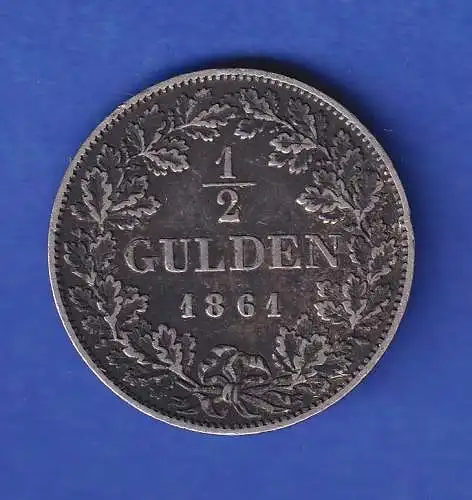 Baden 1861 Kursmünze 1/2 Gulden Großherzog Friedrich ss