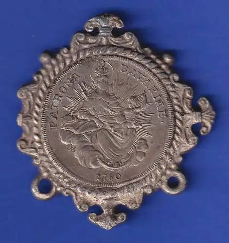 Bayern Silbermünze Sautaler Maximilian III. 1760 in dekorativer Schmuckfassung