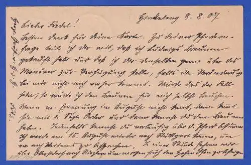 Bayern 1907 GA Postkarte Mi.-Nr. P74/04 O HINDELANG gel. nach Ludwigsburg