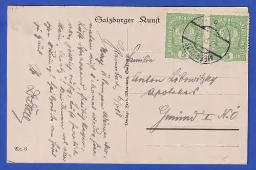 Österreich 1918 AK Salzburg Ludwig-Viktor-Platz O AIGEN-GLAS n. Gmünd/NÖ