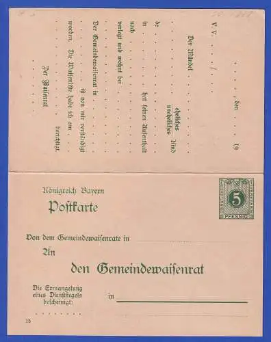 Bayern 1915 GA Dienstpostkarte/Behörde Mi.-Nr. DPB6/05 ungebraucht