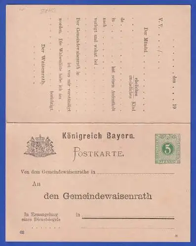 Bayern 1902 GA Dienstpostkarte/Behörde Mi.-Nr. DPB 2 II ungebraucht