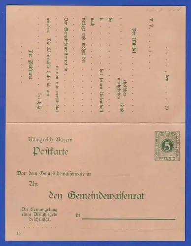 Bayern 1915 GA Dienstpostkarte/Behörde Mi.-Nr. DPB 6/05 ungebraucht