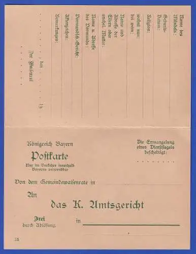 Bayern 1915 GA Dienstpostkarte/Behörde Mi.-Nr. DPB 6/05 ungebraucht