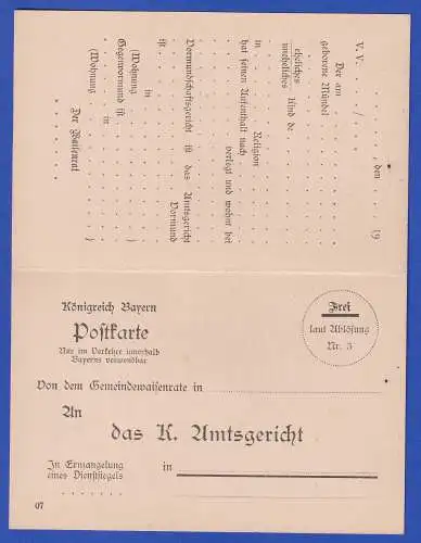 Bayern 1907 GA Dienstpostkarte/Behörde Mi.-Nr. DPB4 ungebraucht