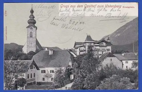 Österreich 1901 AK Großgmain Gasthof Untersberg mit O GROSSGMAIN nach München