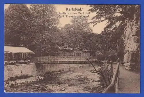 Österreich 1917 AK Karlsbad Café Freundschaftssaal mit O KARLSBAD nach Gmünd/NÖ