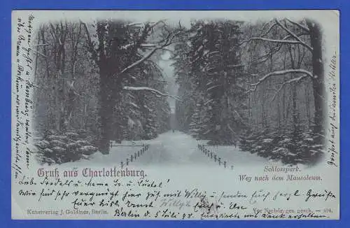 Dt. Reich 1898 AK Charlottenburg Schlosspark O BERLIN nach Grindelwald/Schweiz