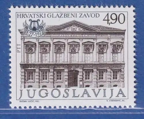 Jugoslawien 1977  150 Jahre Kroatisches Musikinstitut Mi.-Nr.1682 **/ MNH